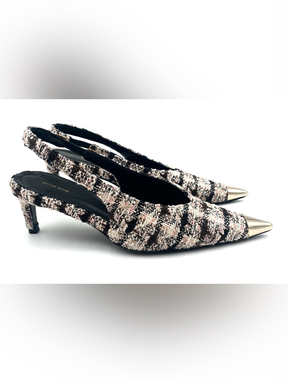 Anine Bing Tweed Slingback Heels Size 40